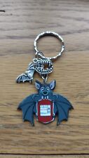 Bat, Vampire Teeth Charm &  Acrylic Bat Silver Coloured Keyring 