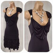 ~? KAREN MILLEN ?~ UK 12 Stunning Black Pleat Bodycon Dress Flapper Party