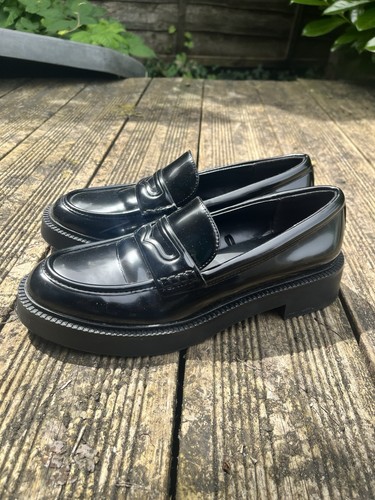 Zara black patent loafers - black,