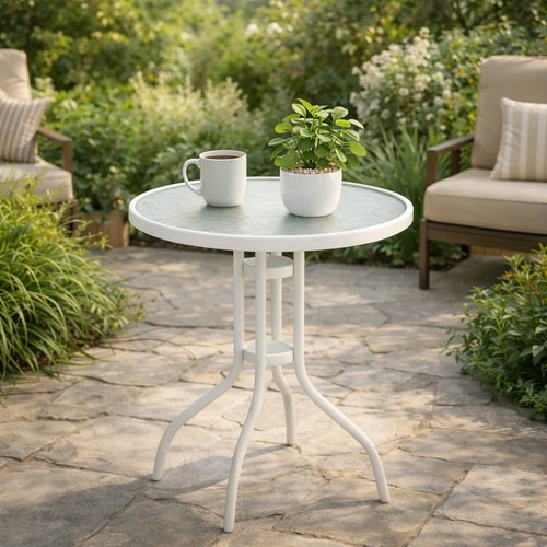 Round glass garden table - glass,