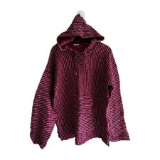 Esmeralda Textiles Size Large Unisex Mexico Poncho Baja Hoodie Festival Red