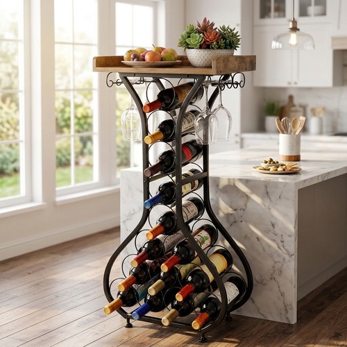 Wine rack free standing wooden - rack,