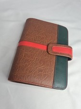 VTG Style A6 6-Ring Binder Planner Organizer Brown Green Red Faux Leather Diary