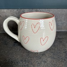 Sophie Allport Hearts hug Mug Ribbed Barrel Shaped Stoneware BNWOT unused  