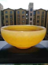 100%Natural Hand carved Chinese yellow Jade bowl free shipping