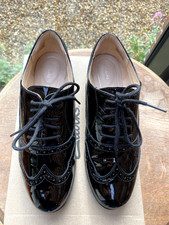 CLARKS WOMENS HAMBLE OAK FORMAL BROGUES SHOES PATENT BLACK RETAILS £80