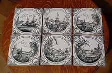 Set of 6 Antique Minton Ceramic Tiles 6 X 6 INCHES Great Condition