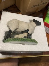 Rare Suffolk Ewe & Lamb NIB Sherratt & Simpson Sheep handcrafted Handpainted EX+