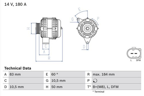 Bosch car alternator 12v fits - 12v,