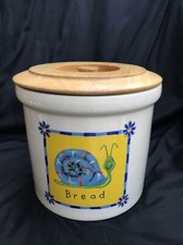 T G GREEN Ceramic Cloverleaf Pottery Bread Bin / Crock With Wooden Lid