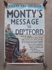 Original WWII Propaganda Poster - Monty's Message to Deptford - 74 x 49cms Aprox