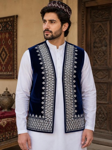 Afghan handmade blue velvet - afghan,