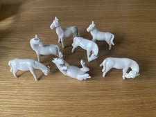 Set Of Seven Vintage White Miniature Horses Bought in Singapore In 1952