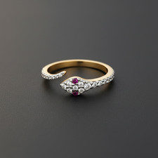 18ct Gold Ruby Snake Ring on