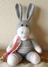 donkey handmade - hand knitted soft toy - grey & pink donkey  flowerpower37