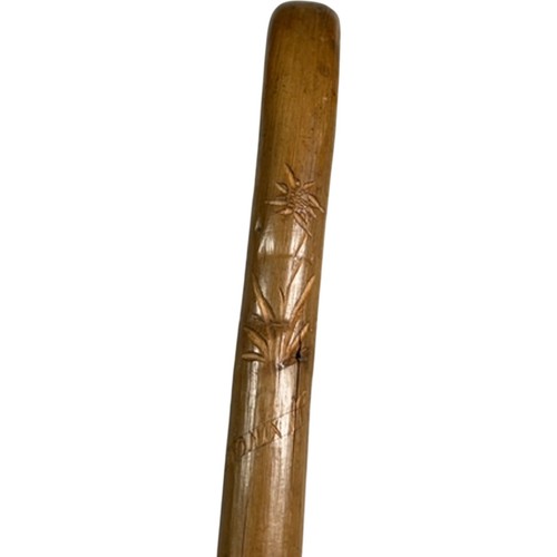 Walking stick antique - stick, carved