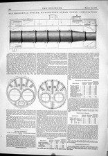Old Print Experimental Boiler Manchester Gas Burners Pattinson 1876 Steam 19th
