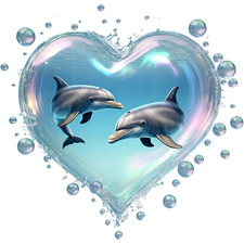 Romantic Dolphins Vinyl Sticker Decal│Romance Wall Tile Phone Toilet Cup Graphic