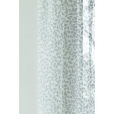 WILLOW WHITE/BLUE  VOILE PANEL SMALL LEAVES PATTERN - MADE ANY DROP (20" - 90")