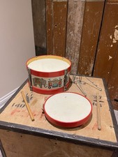Vintage Toy Drum Cicus Pattern Musical Instrument Toy Marching Band Drum Junior