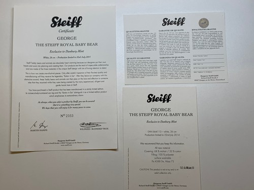 Steiff paperwork only - steiff,