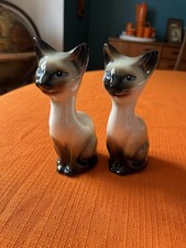 Two Vintage Long Neck Siamese Cat Ornaments