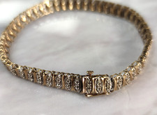 9ct Yellow Gold Tennis Bracelet Diamond Stones Full UK Hallmark 19cm Long