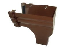 Floplast RON3BR 110mm Niagara Ogge Gutter - Right Hand Stopend Outlet - Brown