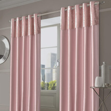 Sienna Crushed Velvet Band Curtains with Fully Lined Eyelet Ring Top, Pair -...
