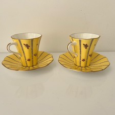 Wedgwood Harlequin Collection “YELLOW BUTTERFLY” Cap&Saucer  Set of 2.