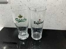 2 Carlsberg Pint Glasses Tulip