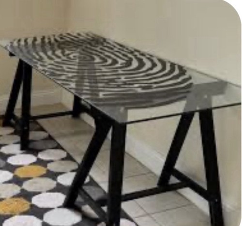 Ikea trestle glass table - ikea,