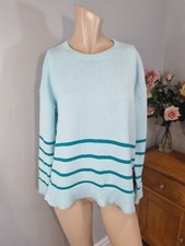 Hobbs blue turquoise cotton breton knit preppy casual jumper medium