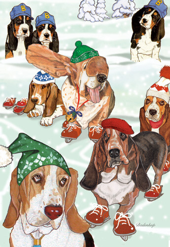 Basset hound christmas cards - basset,