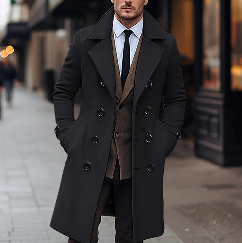 Men woolen trench coat - men's,