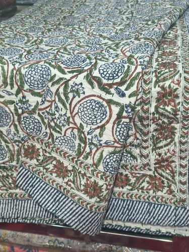 Indian green blue block - blue, print
