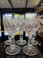 Tutbury Crystal Small Wine Glasses Goblets x Five, Heavy, Signed 