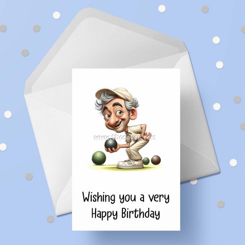 Lawn bowls birthday card - card,