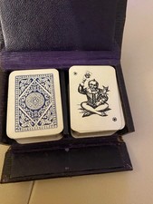 Antique Miniature Travel Playing Cards in Leather Box - 100 Years Old Plus