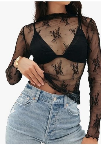 Women mesh lace top - lace,