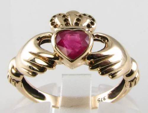 9ct gold irish indian ruby - 9k,