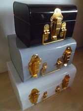 3 Mini Metal Storage Trunks