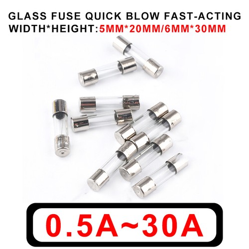 Glass fuses 20mm 30mm - glass, 5*20mm/6*30mm