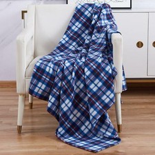 Soft Warm Check Fleece Blanket Single Double King Tartan Sofa Throw Bed Travel