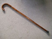 Beautiful New Craftsman Hand Made Crook Handle Walking Stick Brass Collar 33W