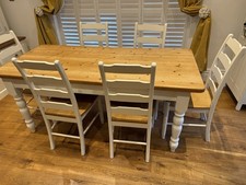 Pine Dining Table With Lovely Chunky Legs And 6 Chairs