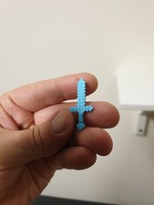 LEGO Minifigure Blue Aqua Minecraft Sword Med Azure Pixelated Battle Weapon