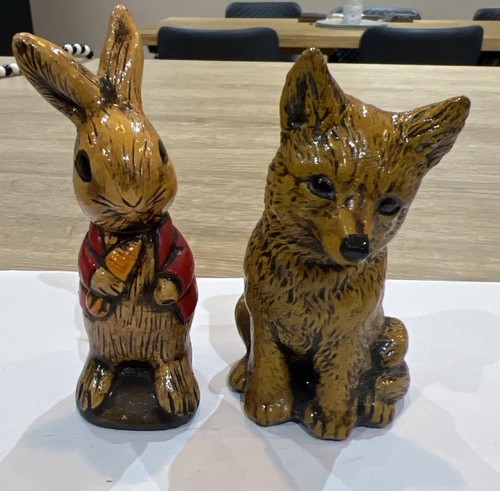 Vintage rabbit fox figurines - &,
