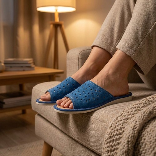 Womens suede leather slippers - suede,