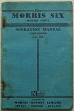 MORRIS SIX SERIES MS Car Operation Manual Handbook c1950 3rd ED #29/34 (64845)